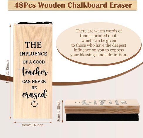 Outus 12 Pcs Back to School Gifts for Teachers Chalkboard Eraser Inspirational Wool Felt Eraser Dustless Blackboard Eraser Cleaner Wood Chalk Eraser for Teacher Appreciation Gifts Office Supplies in Kuwait