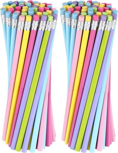 300 قطعة من أقلام الرصاص المستديرة الفارغة السائبة المخصصة من أقلام الرصاص الملونة HB حزمة من أقلام الرصاص الخشبية النيون للنقش المطبوع DIY للأطفال والبنات هدية للفصول المدرسية in Kuwait