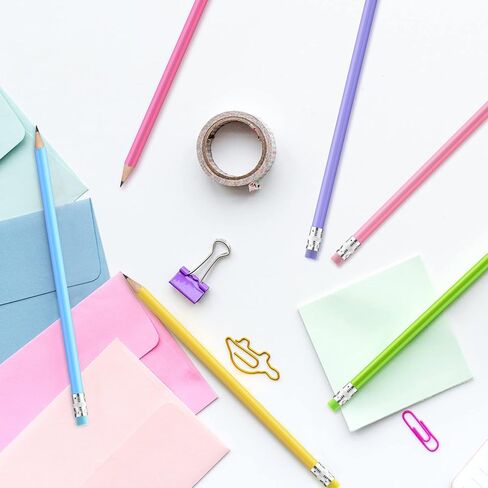 300 قطعة من أقلام الرصاص المستديرة الفارغة السائبة المخصصة من أقلام الرصاص الملونة HB حزمة من أقلام الرصاص الخشبية النيون للنقش المطبوع DIY للأطفال والبنات هدية للفصول المدرسية in Kuwait