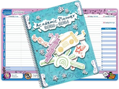 دفتر تخطيط تاريخ للطلاب الابتدائيين 2023-2024 للسنة الدراسية الاكاديمية، مقاس كبير (8.5 انش × 11 انش) دفتر بيانات بنمط ماتريكس مع غطاء in Kuwait