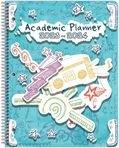 دفتر تخطيط تاريخ للطلاب الابتدائيين 2023-2024 للسنة الدراسية الاكاديمية، مقاس كبير (8.5 انش × 11 انش) دفتر بيانات بنمط ماتريكس مع غطاء in Kuwait