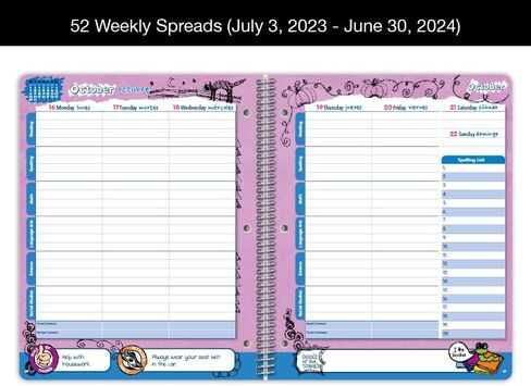 دفتر تخطيط تاريخ للطلاب الابتدائيين 2023-2024 للسنة الدراسية الاكاديمية، مقاس كبير (8.5 انش × 11 انش) دفتر بيانات بنمط ماتريكس مع غطاء in Kuwait