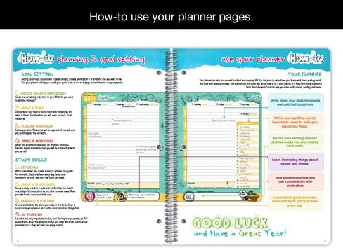 دفتر تخطيط تاريخ للطلاب الابتدائيين 2023-2024 للسنة الدراسية الاكاديمية، مقاس كبير (8.5 انش × 11 انش) دفتر بيانات بنمط ماتريكس مع غطاء in Kuwait