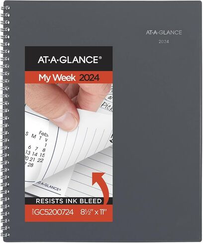 AT-A-GLANCE 2023 مخطط أسبوعي وشهري، DayMinder، 5 بوصة × 8 بوصة، صغير، حلزوني، علامات تبويب شهرية، رمادي (GC20007) in Saudi Arabia