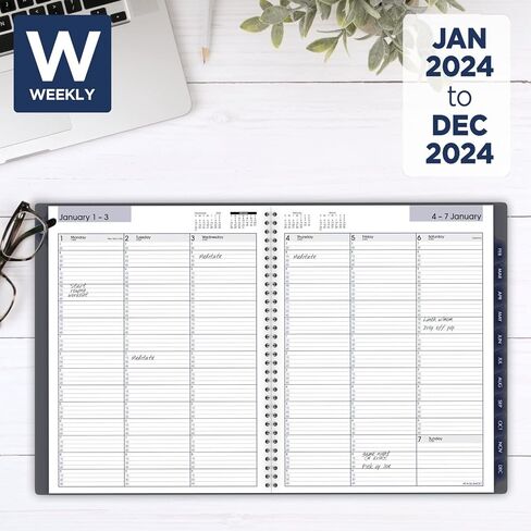AT-A-GLANCE 2023 مخطط أسبوعي وشهري، DayMinder، 5 بوصة × 8 بوصة، صغير، حلزوني، علامات تبويب شهرية، رمادي (GC20007) in Saudi Arabia