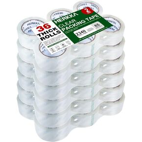 HERKKA Clear Packing Tape, 36 Rolls Heavy Duty Packaging Tape for Shipping Packaging Moving Sealing, Thicker Clear Packing Tape, 2 inches Wide, 65 Yards Per Roll, 2340 Total Yards in Saudi Arabia
