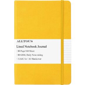 Quewho Ruled Notebook Journal – Lined Journal for Writing, 5.5"x8.3" College Ruled Journal for Women, Premium Thick Paper Classic Writing Notebook, Hard Cover - Yellow in Saudi Arabia