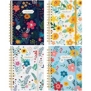 Coopay 8 Pack A5 Spiral Notebook College Ruled Composition Notebooks Hardcover Spiral Journal, Cute Blooming Floral, for Office Home School Business, 8.3" x 5.5", 100GSM Thick Paper, 160 Pages