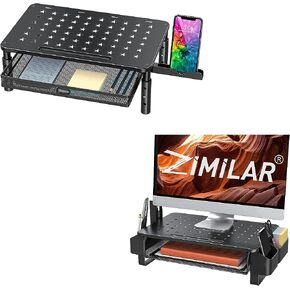 Zimilar Monitor Stand Riser with Metal Mesh Drawer+Monitor Stand Riser with Drawer, Monitor Riser with Side Storage Pockets for Desk in Kuwait