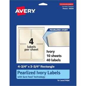 Avery Pearlized Ivory Rectangle Labels with Sure Feed Technology, Print-to-The-Edge, 4.75" x 3.75", 40 Pearlized Ivory Labels, Laser/Inkjet Printable Labels in Saudi Arabia