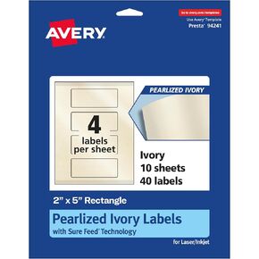 Avery Pearlized Ivory Rectangle Labels with Sure Feed Technology, Print-to-The-Edge, 2" x 5", 40 Pearlized Ivory Labels, Laser/Inkjet Printable Labels in Saudi Arabia
