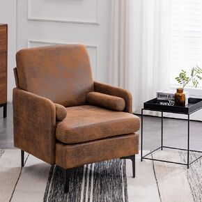 VINGLI 25" W 23" D Camel Comfy Cross Legged Reading Chair, Upholstered Cozy Sofa Armchair Corner Accent Chair for Living Room, Bedroom, Modern Office Sitting Chair for Reception, Waiting Room
