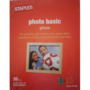 Staples Photo Basic Gloss #471861 ~ for projects and hobbie, this paper dries quickly for click-and-print photos any time in Kuwait