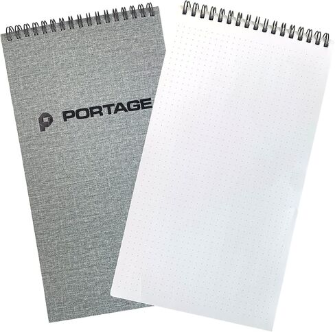 دفتر Portage Desktop Dot Grid - دفتر ملاحظات حلزوني علوي، مجلة منقط مع ورق سميك ممتاز وغطاء قوي، يوضع بشكل مسطح على المكتب، مثالي للمدرسة أو العمل، مصمم ليناسب بشكل مريح أسفل لوحة المفاتيح - 6 بوصة × 11 بوصة in Kuwait