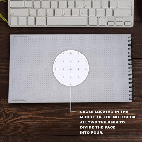 دفتر Portage Desktop Dot Grid - دفتر ملاحظات حلزوني علوي، مجلة منقط مع ورق سميك ممتاز وغطاء قوي، يوضع بشكل مسطح على المكتب، مثالي للمدرسة أو العمل، مصمم ليناسب بشكل مريح أسفل لوحة المفاتيح - 6 بوصة × 11 بوصة in Kuwait
