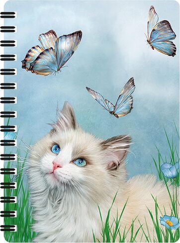 3D LiveLife Jotter - Ragdoll والفراشات من Deluxebase. دفتر ملاحظات حلزوني عدسي ثلاثي الأبعاد Cat 6x4 مع صفحات ورقية معاد تدويرها. عمل فني مرخص من الفنان الشهير كارول كافالاريس in Saudi Arabia