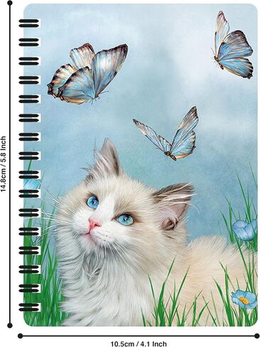 3D LiveLife Jotter - Ragdoll والفراشات من Deluxebase. دفتر ملاحظات حلزوني عدسي ثلاثي الأبعاد Cat 6x4 مع صفحات ورقية معاد تدويرها. عمل فني مرخص من الفنان الشهير كارول كافالاريس in Saudi Arabia