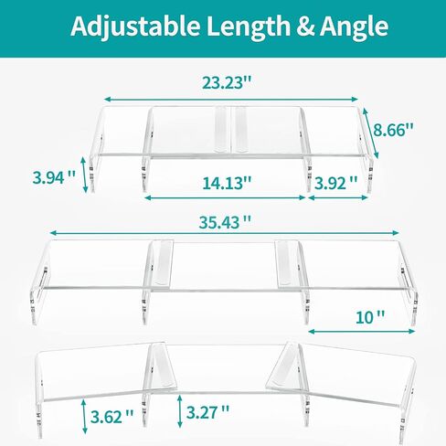 Zimilar Dual Monitor Stand Riser, Acrylic Monitor Stand with Adjustable Length and Angle, Clear Monitor Stand with Storage Organizer Dual Monitor Stand Riser, Wood Monitor Stand for Desk in Kuwait