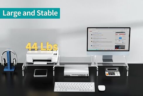 Zimilar Dual Monitor Stand Riser, Acrylic Monitor Stand with Adjustable Length and Angle, Clear Monitor Stand with Storage Organizer Dual Monitor Stand Riser, Wood Monitor Stand for Desk in Kuwait