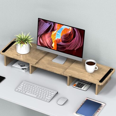 Zimilar Dual Monitor Stand Riser, Acrylic Monitor Stand with Adjustable Length and Angle, Clear Monitor Stand with Storage Organizer Dual Monitor Stand Riser, Wood Monitor Stand for Desk in Kuwait