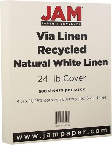 JAM PAPER Strathmore 24lb Paper - 90 gsm - 8.5 x 11 - Bright White Laid - 100 Sheets/Pack in Saudi Arabia