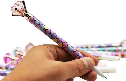 Maydahui 12 Pcs Mermaid Diamond Gel Pens Elegant Fish Scale Gem Rollerball Pens For Students Girls Women Teachers Weddings Engagement Signature Girl's Day Gift in Saudi Arabia