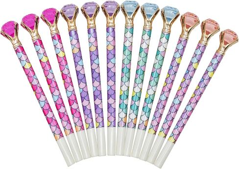 Maydahui 12 Pcs Mermaid Diamond Gel Pens Elegant Fish Scale Gem Rollerball Pens For Students Girls Women Teachers Weddings Engagement Signature Girl's Day Gift in Saudi Arabia