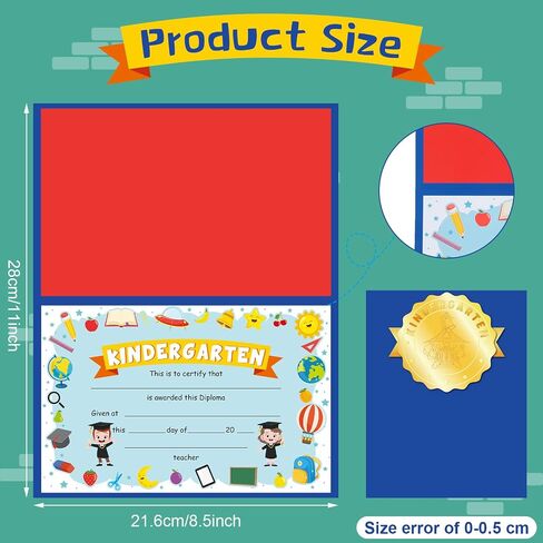 72 Pcs Bulk Kindergarten Diplomas Kindergarten Graduation Award Certificates 2024 Classroom Activities Certificate for Kids Students Teachers Supplies(Black Kindergarten) in Saudi Arabia