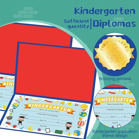 72 Pcs Bulk Kindergarten Diplomas Kindergarten Graduation Award Certificates 2024 Classroom Activities Certificate for Kids Students Teachers Supplies(Black Kindergarten) in Saudi Arabia