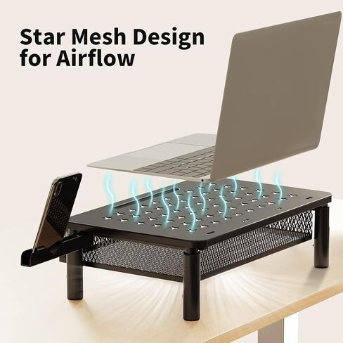 Zimilar Monitor Stand Riser with Metal Mesh Drawer+Monitor Stand Riser with Drawer, Monitor Riser with Side Storage Pockets for Desk in Kuwait