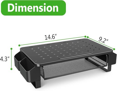 Zimilar Monitor Stand Riser with Metal Mesh Drawer+Monitor Stand Riser with Drawer, Monitor Riser with Side Storage Pockets for Desk in Kuwait
