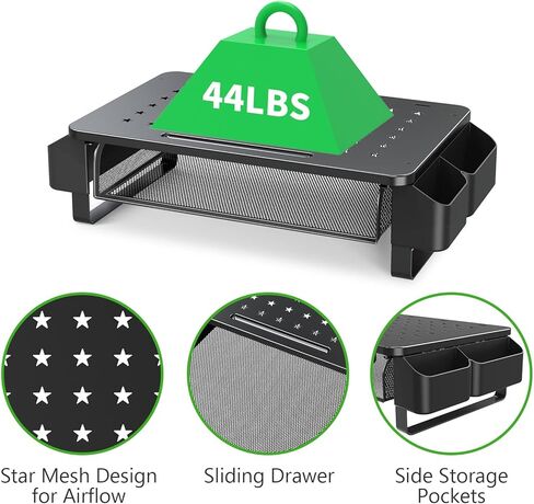 Zimilar Monitor Stand Riser with Metal Mesh Drawer+Monitor Stand Riser with Drawer, Monitor Riser with Side Storage Pockets for Desk in Kuwait