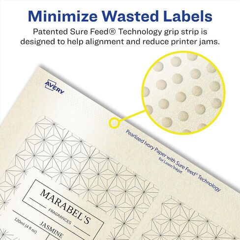 Avery Pearlized Ivory Rectangle Labels with Sure Feed Technology, Print-to-The-Edge, 4.75" x 3.75", 40 Pearlized Ivory Labels, Laser/Inkjet Printable Labels in Saudi Arabia