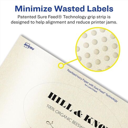 Avery Pearlized Ivory Oval Labels with Sure Feed Technology, Print-to-The-Edge, 4" x 6", 20 Pearlized Ivory Labels, Laser/Inkjet Printable Labels in Saudi Arabia