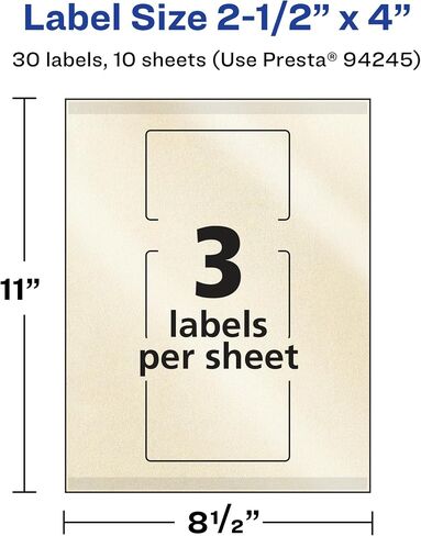 Avery Pearlized Ivory Rectangle Labels with Sure Feed Technology, Print-to-The-Edge, 2.5" x 4", 30 Pearlized Ivory Labels, Laser/Inkjet Printable Labels in Saudi Arabia