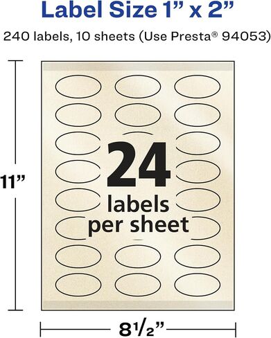 Avery Pearlized Ivory Oval Labels with Sure Feed Technology, Print-to-The-Edge, 1" x 2", 240 Pearlized Ivory Labels, Laser/Inkjet Printable Labels in Saudi Arabia