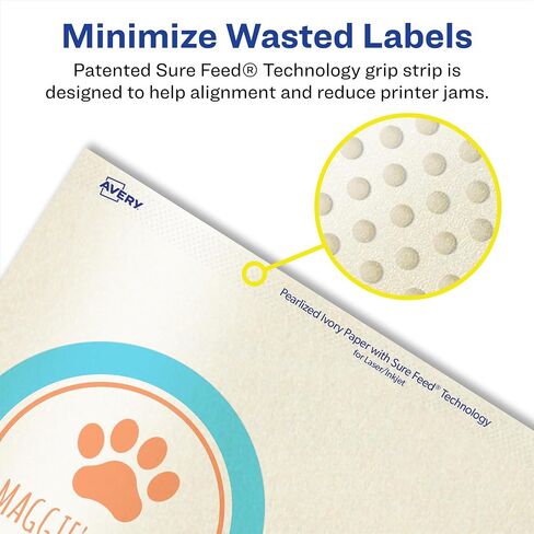 Avery Pearlized Ivory Round Labels with Sure Feed Technology, Print-to-The-Edge, 3.5" Diameter, 40 Pearlized Ivory Labels, Laser/Inkjet Printable Labels in Saudi Arabia