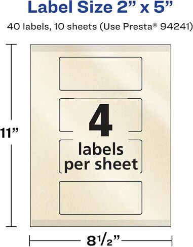 Avery Pearlized Ivory Rectangle Labels with Sure Feed Technology, Print-to-The-Edge, 2" x 5", 40 Pearlized Ivory Labels, Laser/Inkjet Printable Labels in Saudi Arabia