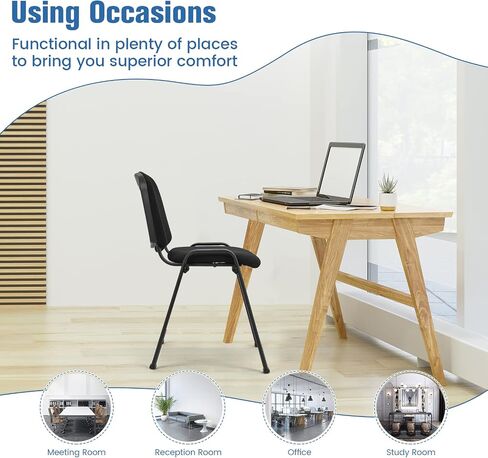 مجموعة Giantex المكونة من 5 كراسي مؤتمرات مع مقعد منجد مريح، تصميم أنيق وقابل للتكديس للمكتب، غرفة الانتظار، غرفة الضيوف، مجموعة كراسي استقبال تنفيذية مكونة من 5 قطع (31.5 ارتفاع) in Kuwait
