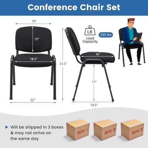 مجموعة Giantex المكونة من 5 كراسي مؤتمرات مع مقعد منجد مريح، تصميم أنيق وقابل للتكديس للمكتب، غرفة الانتظار، غرفة الضيوف، مجموعة كراسي استقبال تنفيذية مكونة من 5 قطع (31.5 ارتفاع) in Kuwait