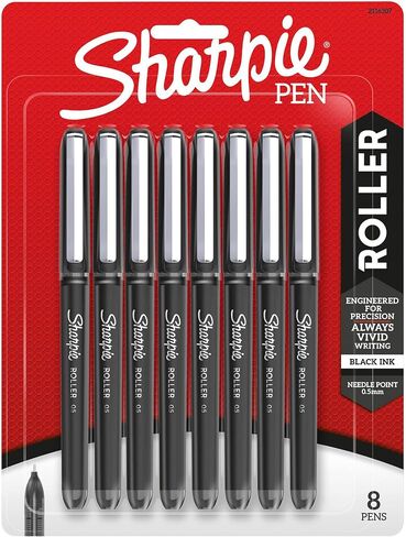 SHARPIE® Rollerball Pens, Needle Point (0.5mm) Precision Pen, Black Ink, Pack Of 8 in Kuwait