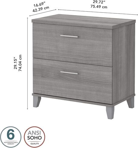 خزانة ملفات جانبية من Bush Furniture Somerset ذات درجين باللون الرمادي البلاتيني، خزائن ملفات أنيقة للمكتب المنزلي مع أدراج ناعمة الإغلاق 30 عرضًا × 17 عمقًا × 29 ارتفاعًا in Kuwait