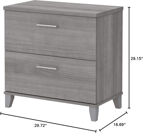 خزانة ملفات جانبية من Bush Furniture Somerset ذات درجين باللون الرمادي البلاتيني، خزائن ملفات أنيقة للمكتب المنزلي مع أدراج ناعمة الإغلاق 30 عرضًا × 17 عمقًا × 29 ارتفاعًا in Kuwait
