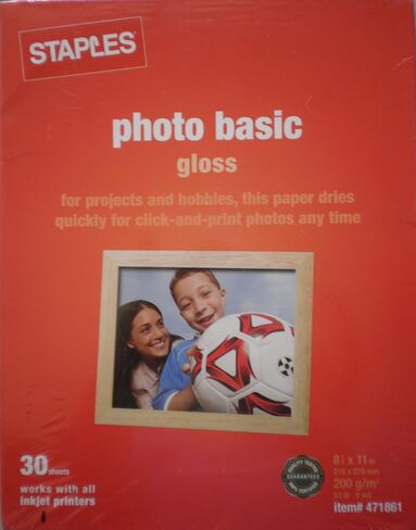 Staples Photo Basic Gloss #471861 ~ for projects and hobbie, this paper dries quickly for click-and-print photos any time in Kuwait