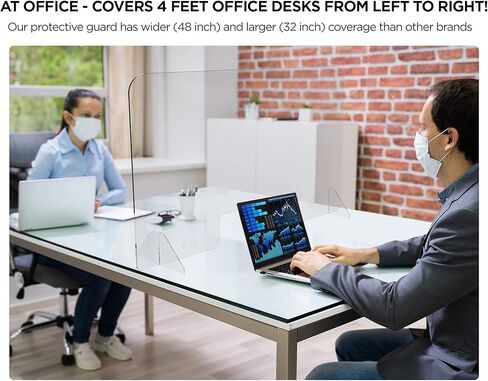 واقي من الزجاج الشبكي للمكتب من فلاي بولد - حاجز لمقسم المكتب من الاكريليك - واقي بلاستيكي شفاف بنسبة 92% مضاد للبهتان لاقسام اثاث المكتب 48 انش × 32 انش in Kuwait