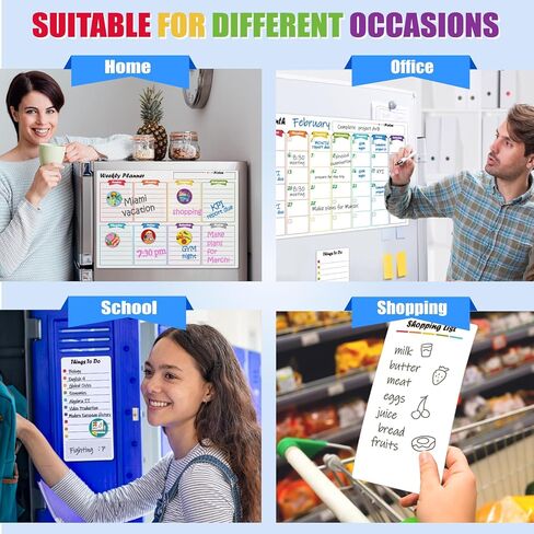 Magnetic Calendar for Fridge Dry Erase Board Calendar - 4PCS Set of Monthly Weekly Planner with Notepad for Refrigerator Family Home School Office in Kuwait