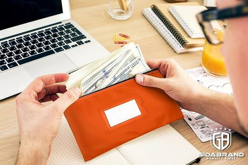 حقيبة نقود مع سحاب | أحمر وبرتقالي | 27.94 × 15.24 سم | حقيبة محفظة جلدية متينة للنقود النقدية من الجلد للرجال والنساء مع نافذة بطاقة تعريف مؤطرة وبطاقة فارغة | من GIDABRAND in Kuwait