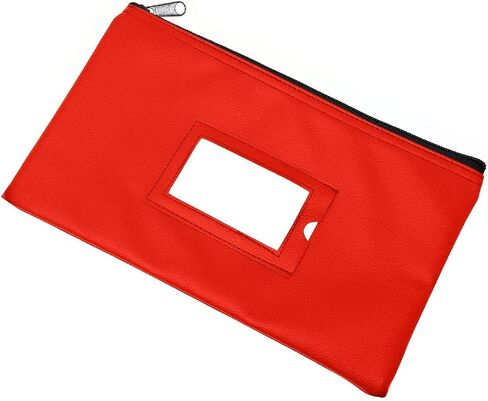 حقيبة نقود مع سحاب | أحمر وبرتقالي | 27.94 × 15.24 سم | حقيبة محفظة جلدية متينة للنقود النقدية من الجلد للرجال والنساء مع نافذة بطاقة تعريف مؤطرة وبطاقة فارغة | من GIDABRAND in Kuwait