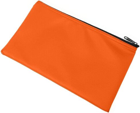 حقيبة نقود مع سحاب | أحمر وبرتقالي | 27.94 × 15.24 سم | حقيبة محفظة جلدية متينة للنقود النقدية من الجلد للرجال والنساء مع نافذة بطاقة تعريف مؤطرة وبطاقة فارغة | من GIDABRAND in Kuwait