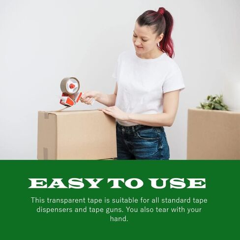 شريط تغليف عالي التحمل، شريط تغليف شفاف أكثر سمكًا للشحن والتعبئة المتحركة وختم 12 لفة، إجمالي 864Y 2.5 مل، 1.88 بوصة × 72 ياردة in Kuwait